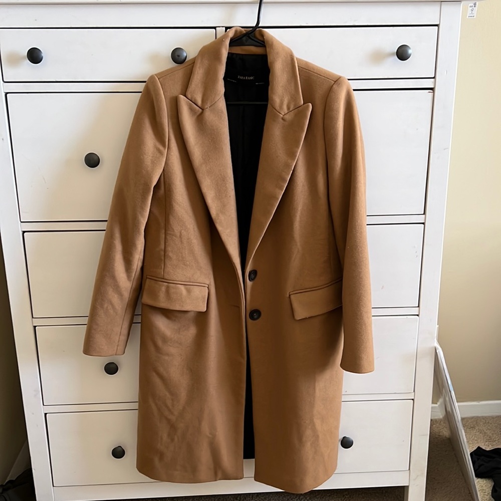 Camel Zara pea coat size M